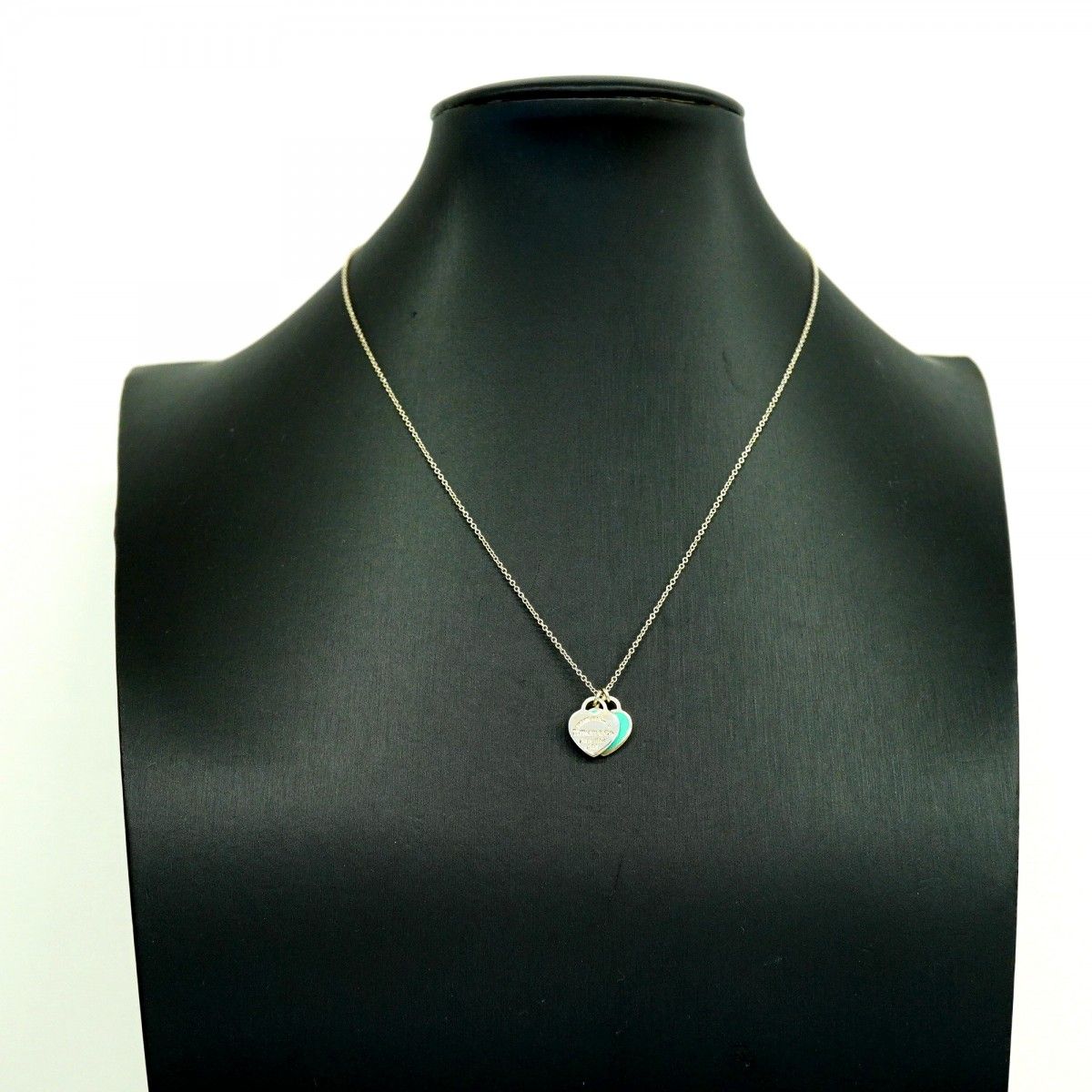 Tiffany & Co Necklace Double Return to Heart 925 Sterling Silver Blue — view 6