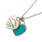 Tiffany & Co Necklace Double Return to Heart 925 Sterling Silver Blue