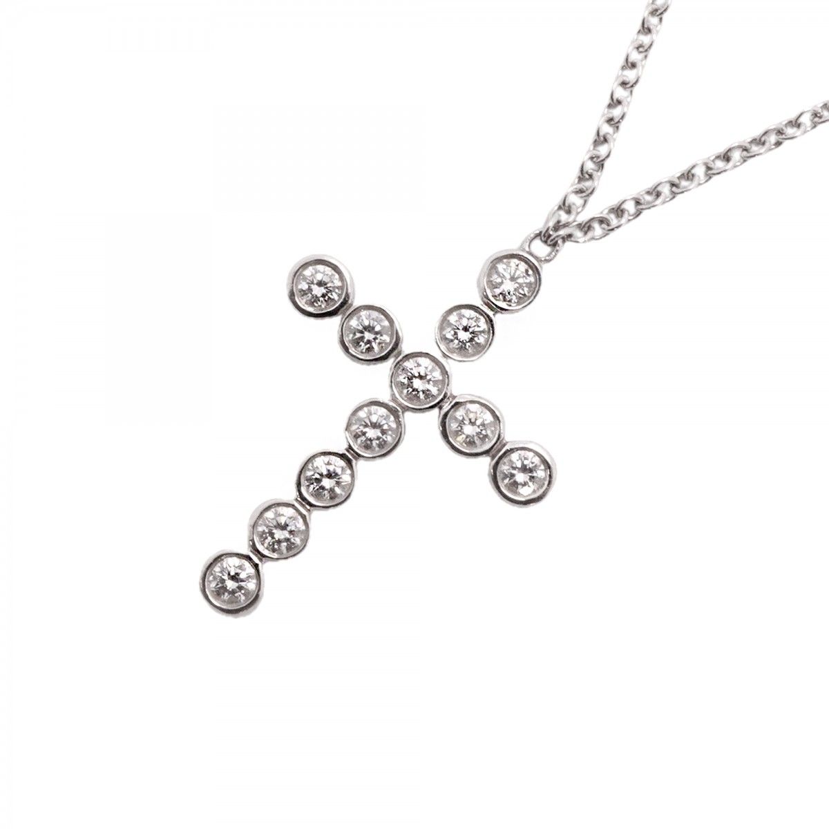Tiffany & Co Necklace Jazz Cross Platinum Diamond