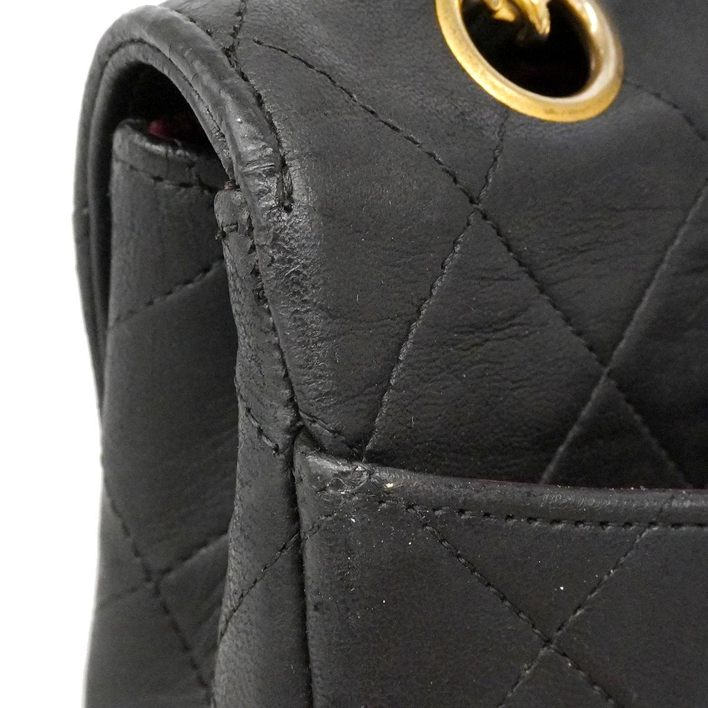Chanel Shoulder Bag Quilted Lambskin Black Gold — view 7