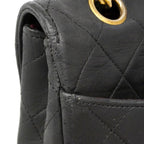 Chanel Shoulder Bag Quilted Lambskin Black Gold — view 7