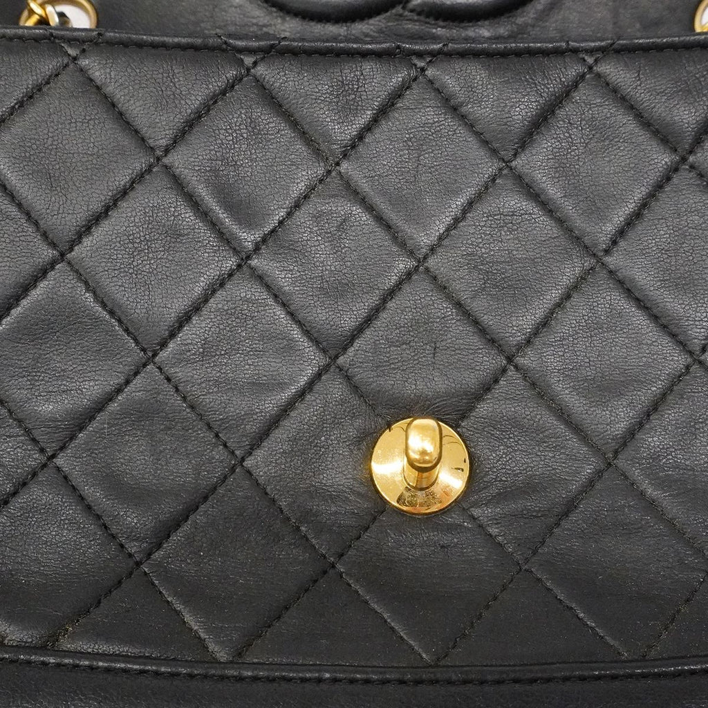 Chanel Shoulder Bag Quilted Lambskin Black Gold — view 9