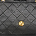 Chanel Shoulder Bag Quilted Lambskin Black Gold — view 9