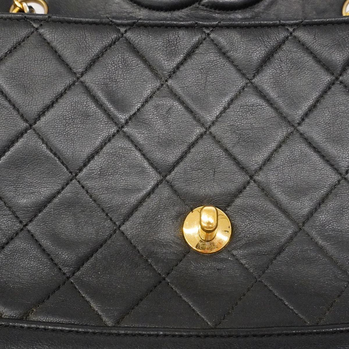 Chanel Shoulder Bag Quilted Lambskin Black Gold — view 9