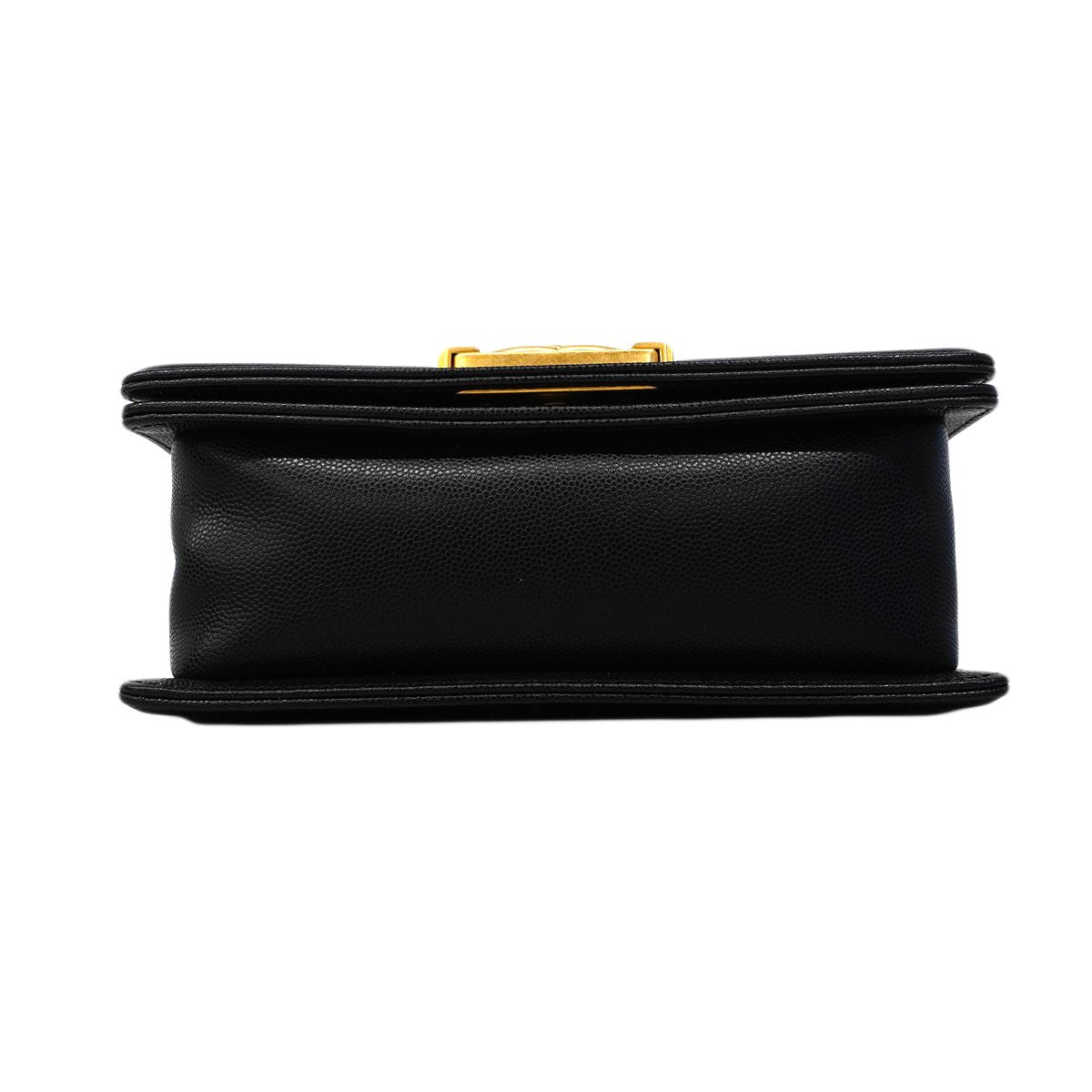 Chanel Shoulder Bag Boy Caviar Leather Black Gold — view 3