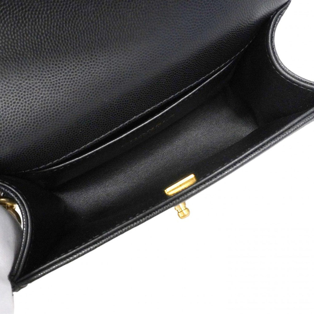 Chanel Shoulder Bag Boy Caviar Leather Black Gold — view 4