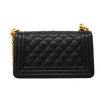 Chanel Shoulder Bag Boy Caviar Leather Black Gold — view 8