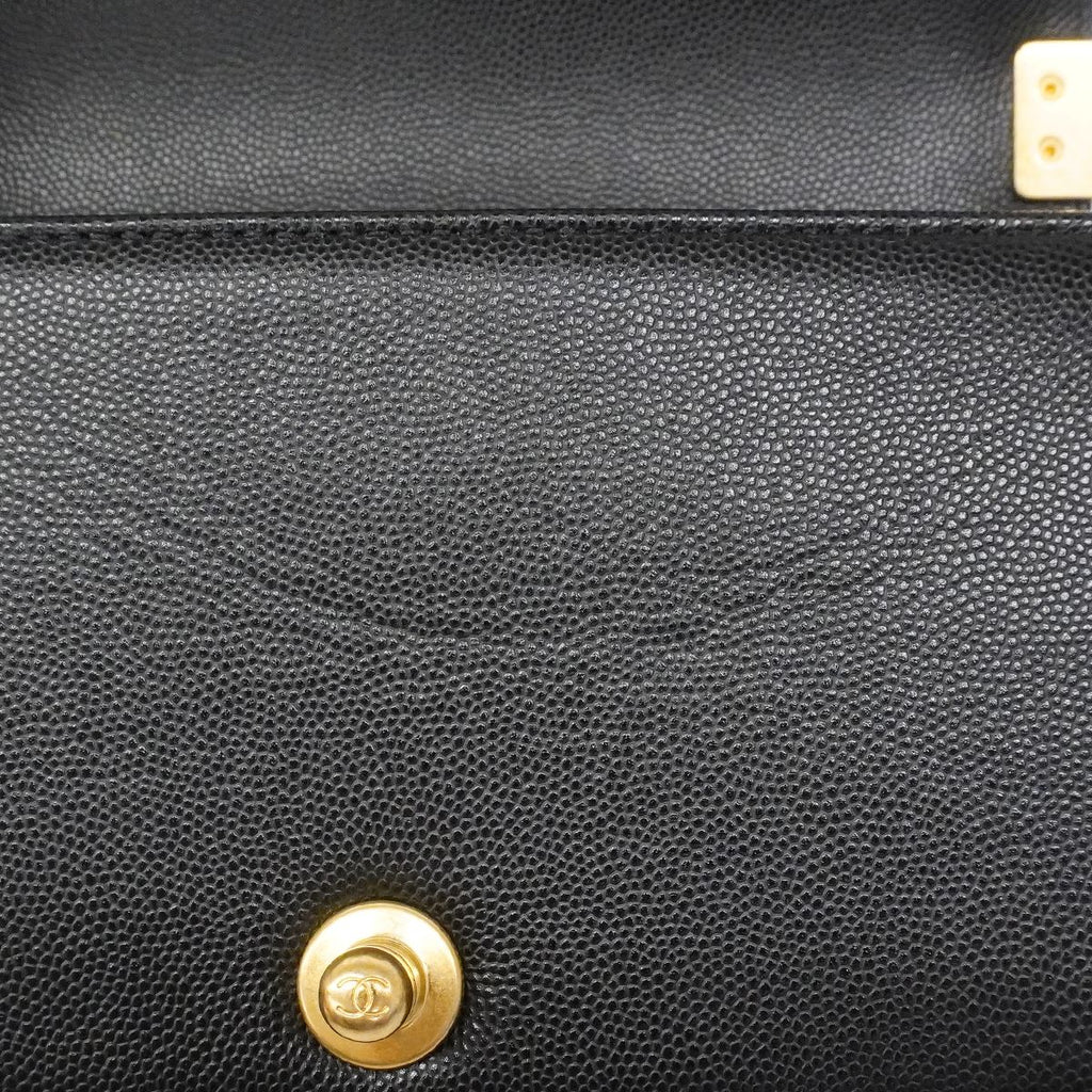 Chanel Shoulder Bag Boy Caviar Leather Black Gold — view 7