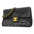 Chanel Shoulder Bag Deca Quilted Lambskin Black Gold