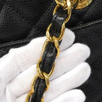 Chanel Chain Tote Quilted Caviar Leather Black Gold — view 9