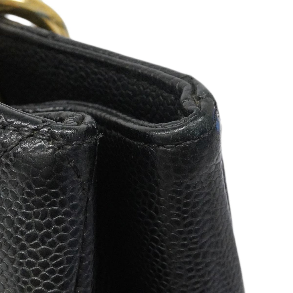 Chanel Chain Tote Quilted Caviar Leather Black Gold — view 7