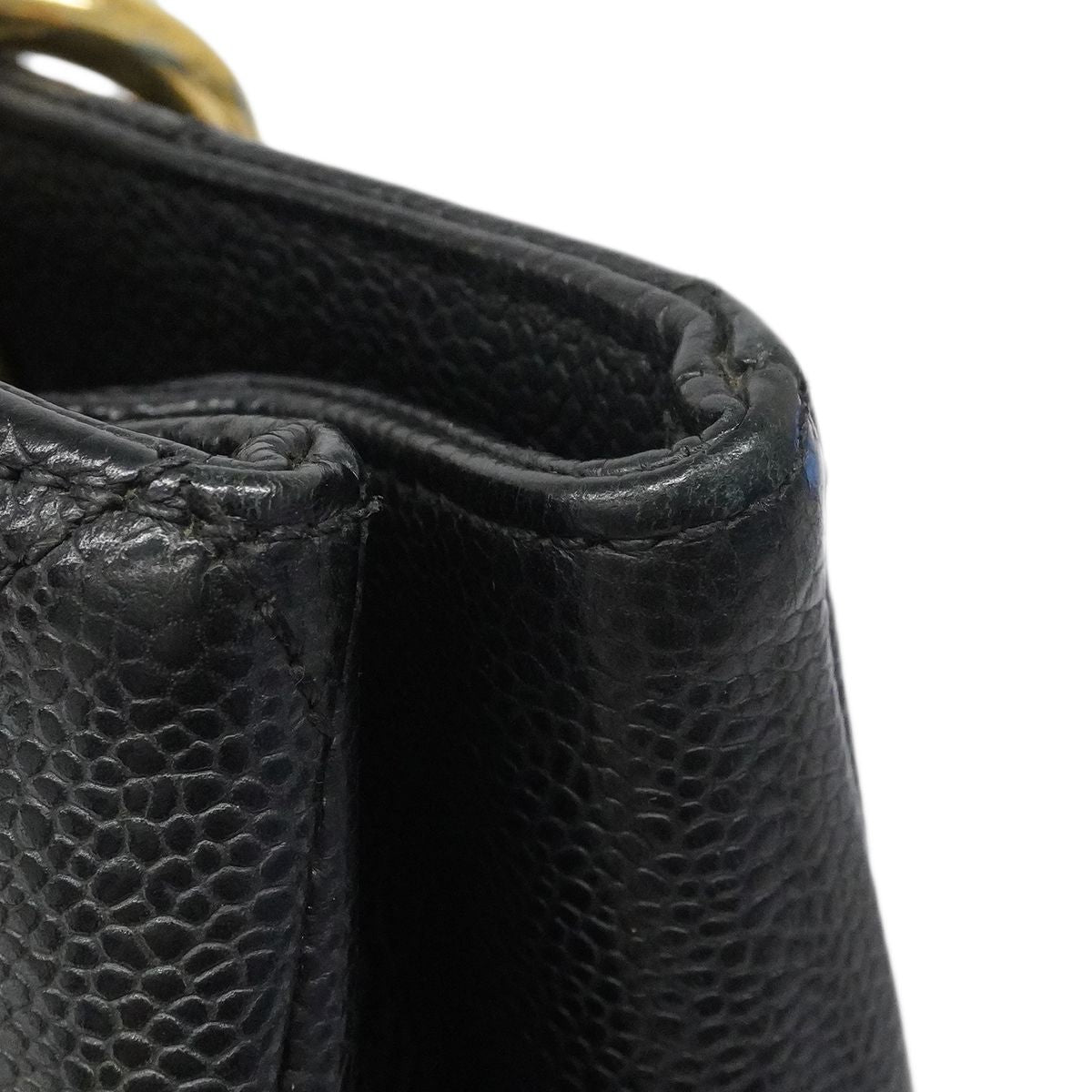 Chanel Chain Tote Quilted Caviar Leather Black Gold — view 7