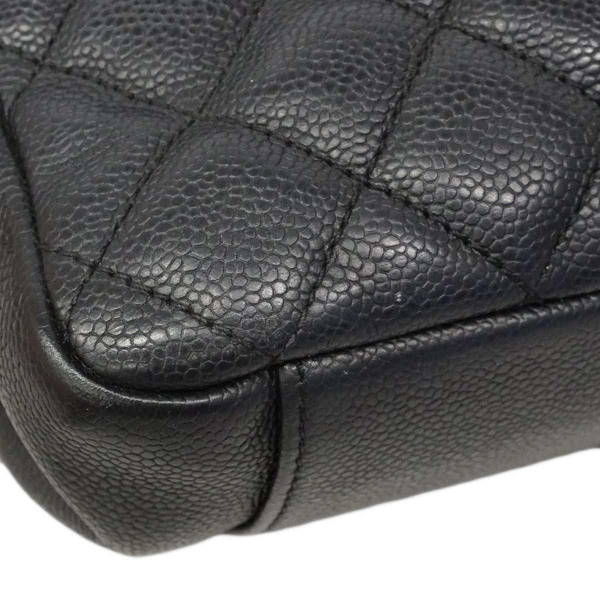 Chanel Chain Tote Quilted Caviar Leather Black Gold — view 8