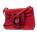 Hermes Handbag Halzan 31 Taurillon Clemence Rouge Casac Silver 2-Way