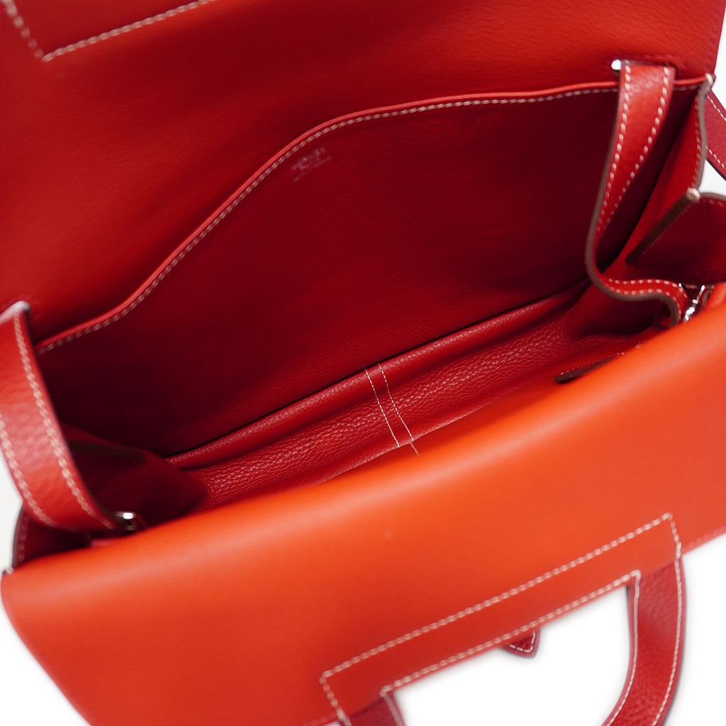 Hermes Handbag Halzan 31 Taurillon Clemence Rouge Casac Silver 2-Way — view 4