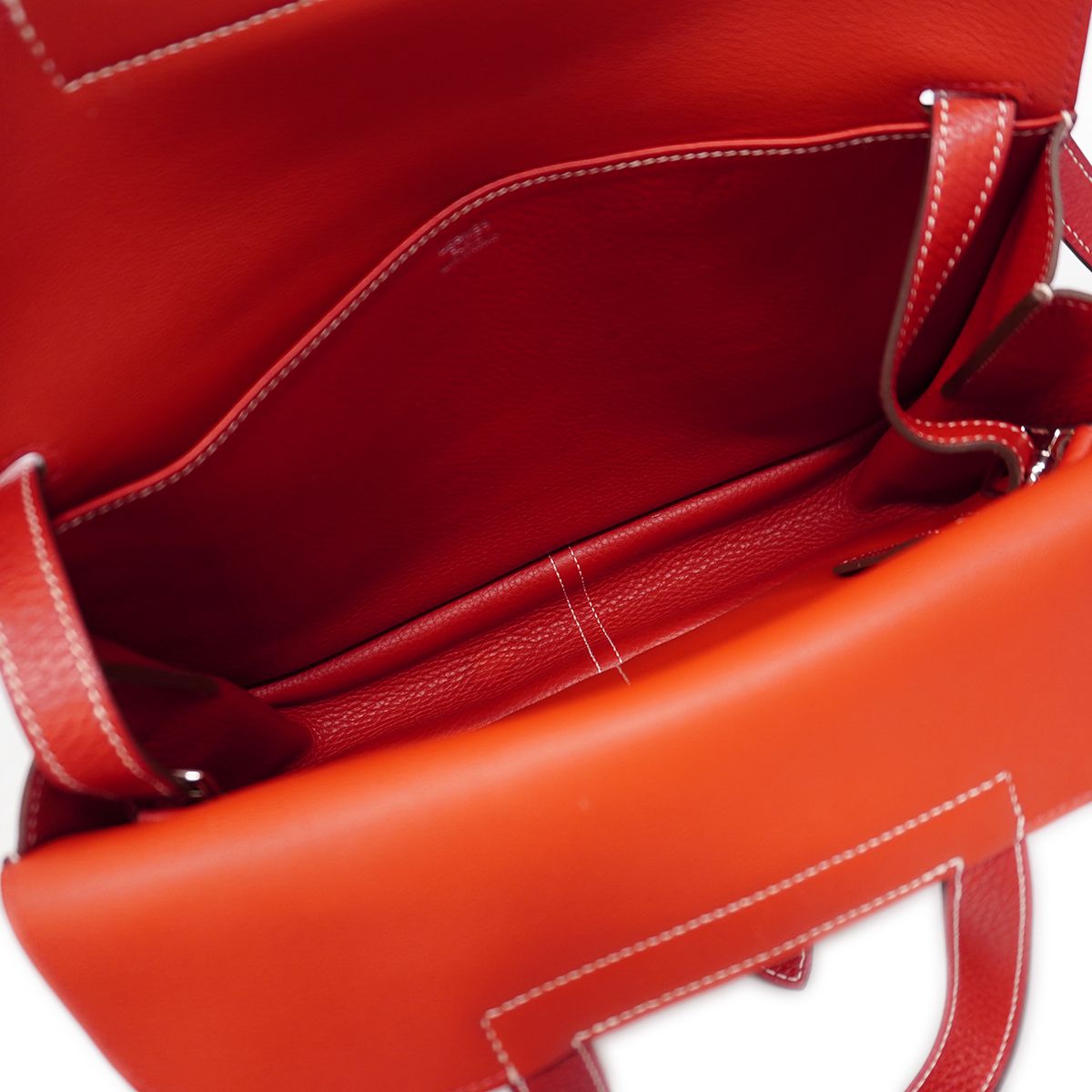 Hermes Handbag Halzan 31 Taurillon Clemence Rouge Casac Silver 2-Way — view 4