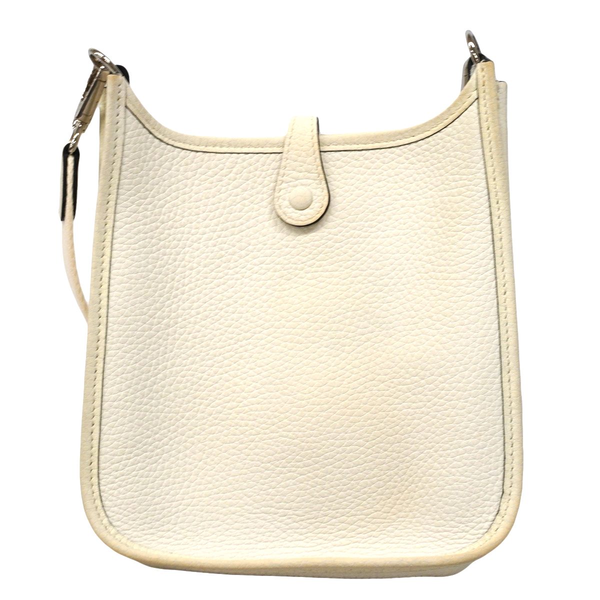 Hermes Shoulder Bag Evelyne TPM Taurillon Clemence White Silver — view 9