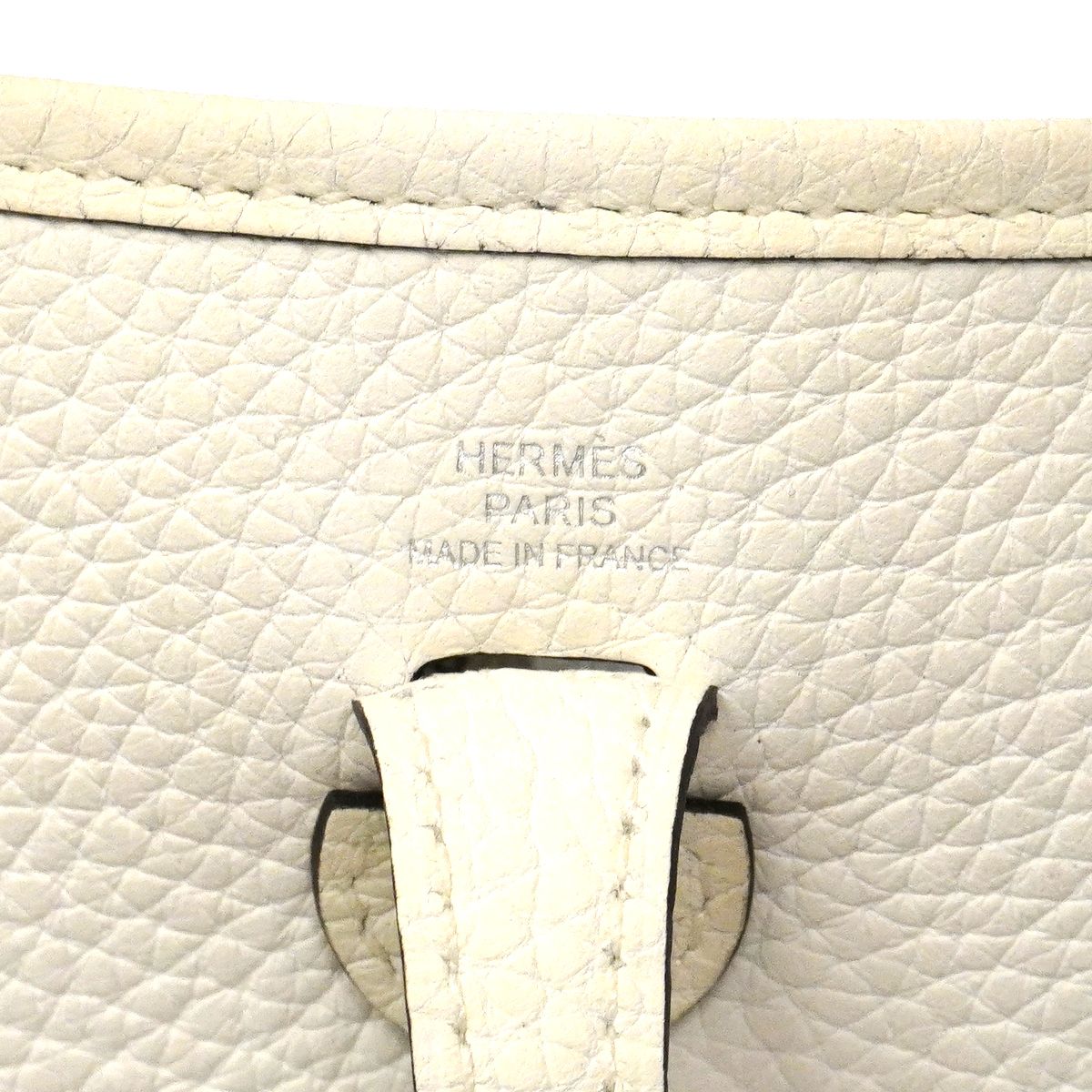 Hermes Shoulder Bag Evelyne TPM Taurillon Clemence White Silver — view 5