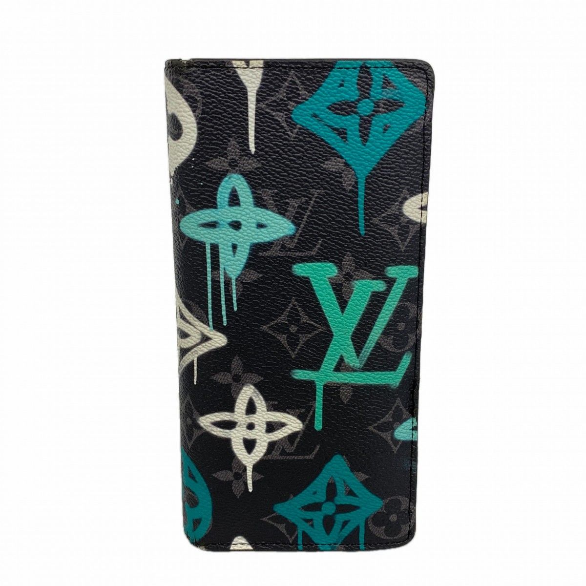 Louis Vuitton Wallet Monogram Eclipse Graffiti Portefeuille Brazza NM Black