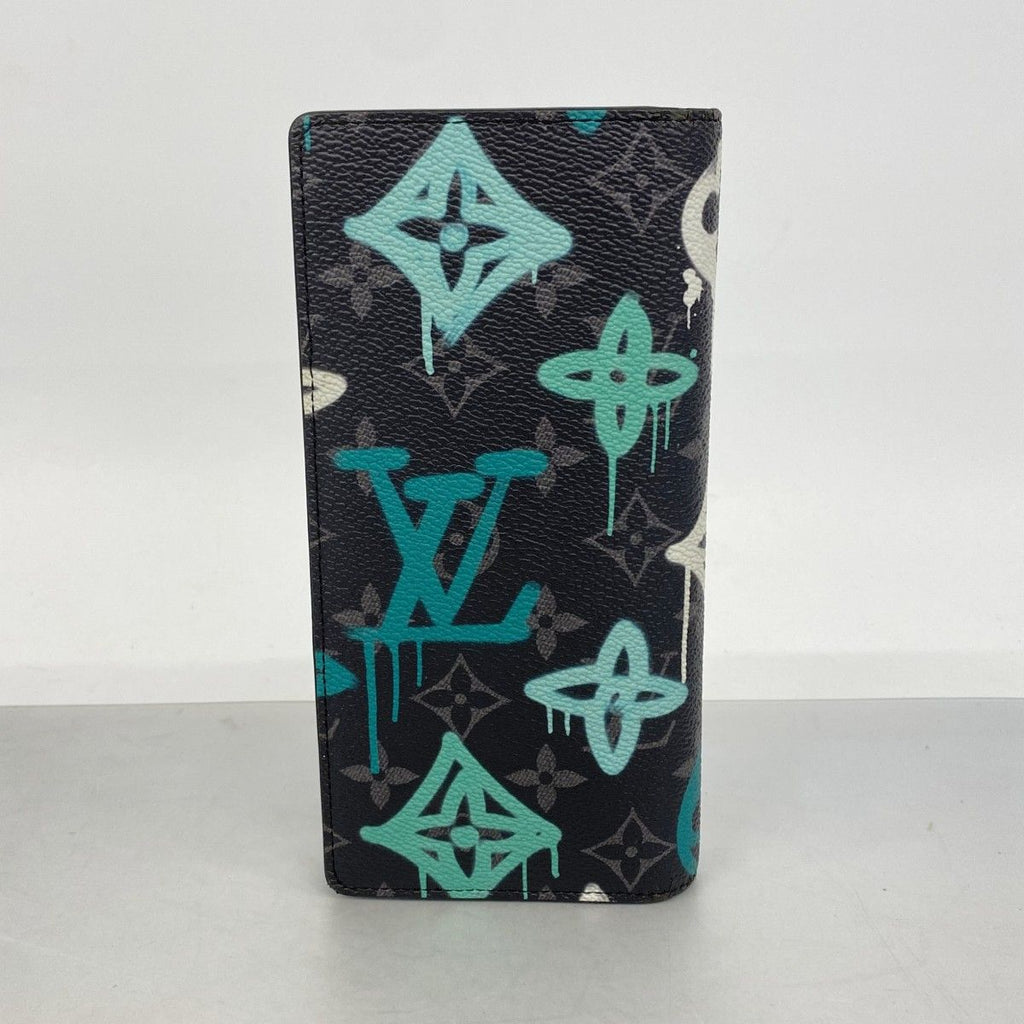 Louis Vuitton Wallet Monogram Eclipse Graffiti Portefeuille Brazza NM Black — view 8