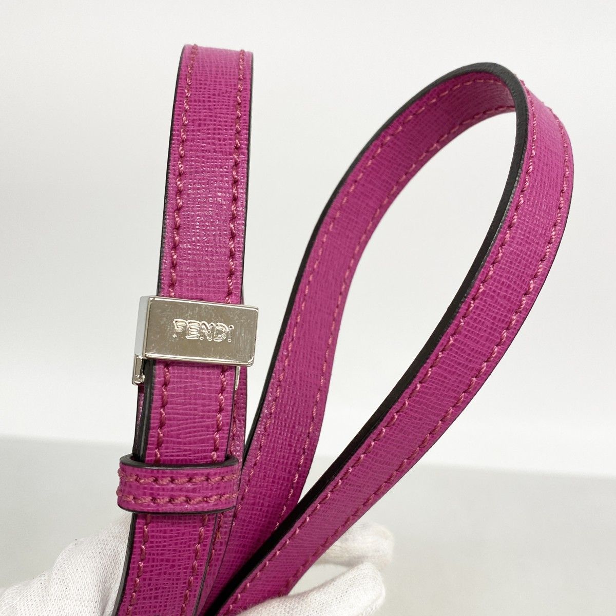 Fendi Handbag Leather Pink Silver 2-Way — view 9
