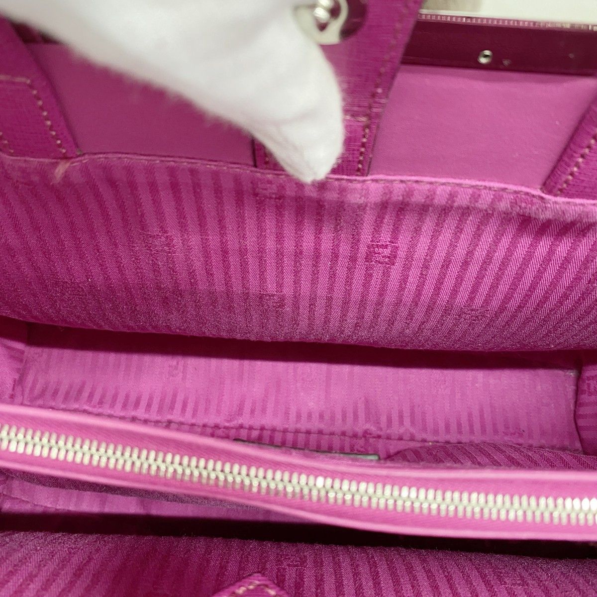 Fendi Handbag Leather Pink Silver 2-Way — view 4