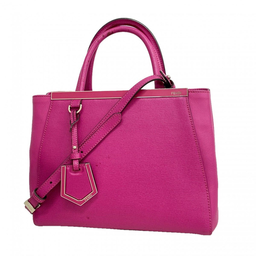 Fendi Handbag Leather Pink Silver 2-Way