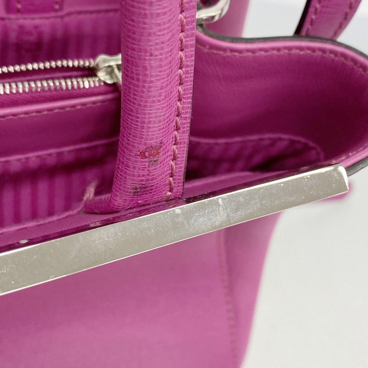 Fendi Handbag Leather Pink Silver 2-Way — view 7