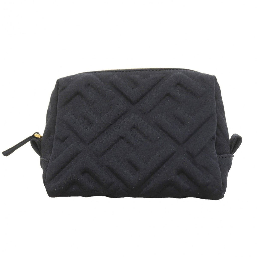 Fendi Pouch FF Embossed Nylon Black Gold