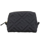 Fendi Pouch FF Embossed Nylon Black Gold