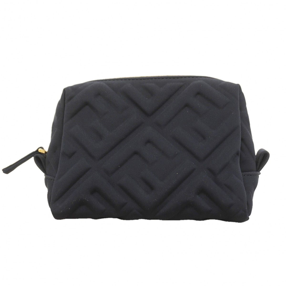 Fendi Pouch FF Embossed Nylon Black Gold