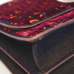 Dior Handbag Diorama Velvet Black Bordeaux Orange Silver 2-Way — view 7