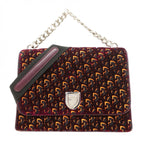 Dior Handbag Diorama Velvet Black Bordeaux Orange Silver 2-Way