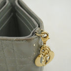 Dior Trifold Wallet Cannage Enamel Gray Champagne Gold — view 8