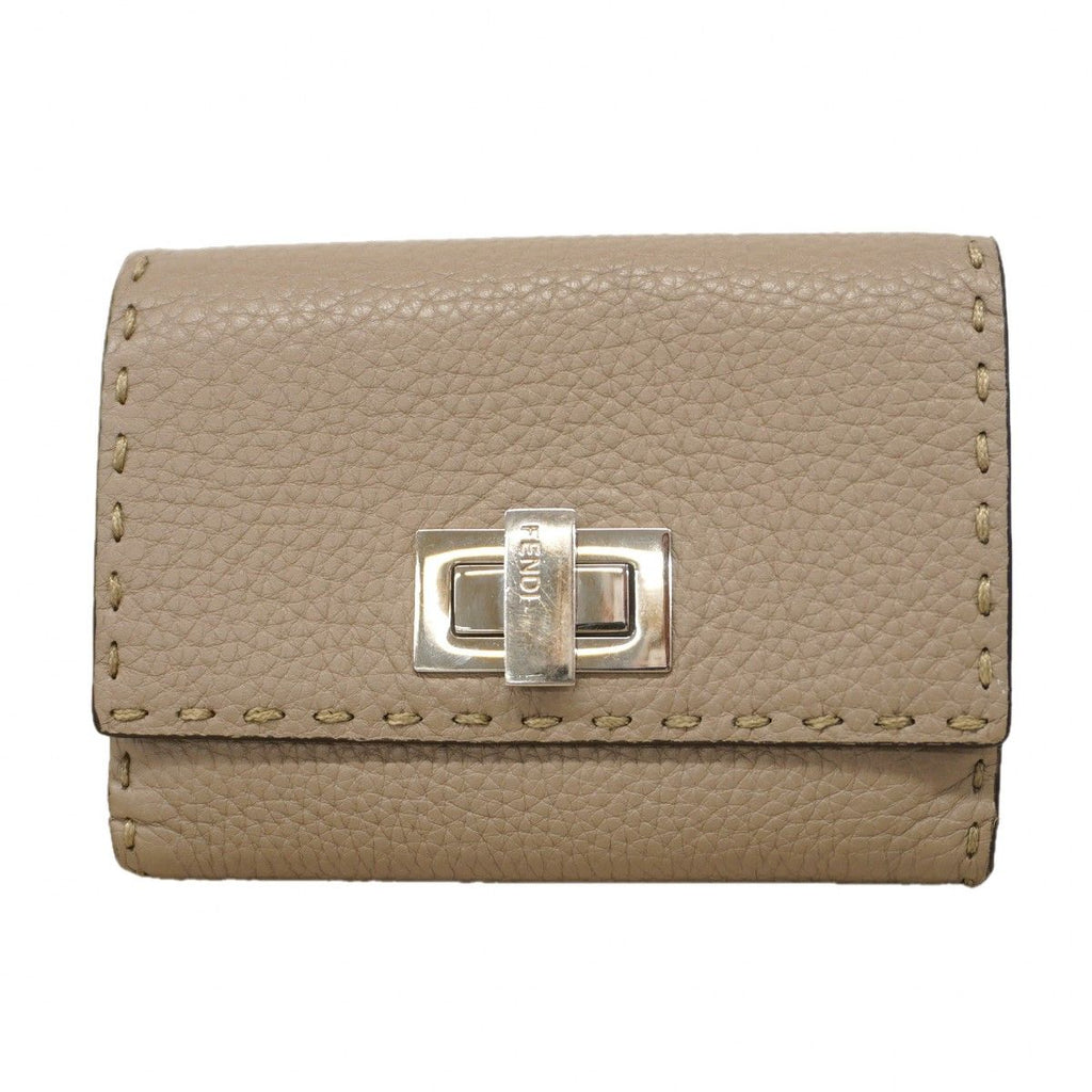 Fendi Trifold Walleteria Sell Leather Gray Ju Silver Wallet