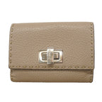 Fendi Trifold Walleteria Sell Leather Gray Ju Silver Wallet
