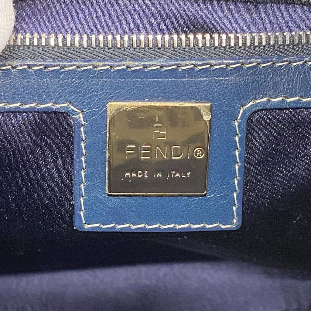 Fendi Shoulder Bag Zucchino Nylon Canvas Navy Silver — view 5