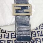 Fendi Shoulder Bag Zucchino Nylon Canvas Navy Silver — view 7