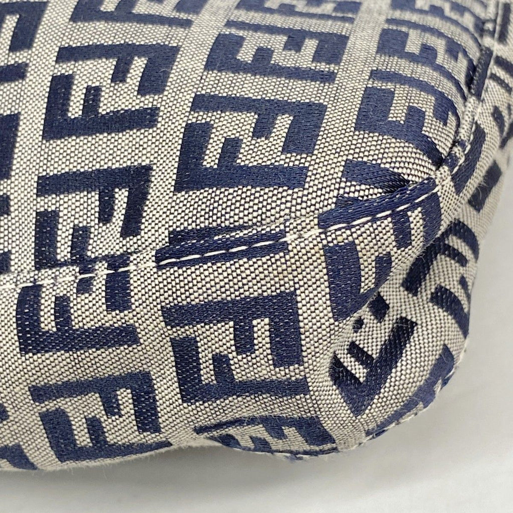 Fendi Shoulder Bag Zucchino Nylon Canvas Navy Silver — view 6
