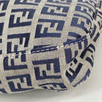 Fendi Shoulder Bag Zucchino Nylon Canvas Navy Silver — view 6