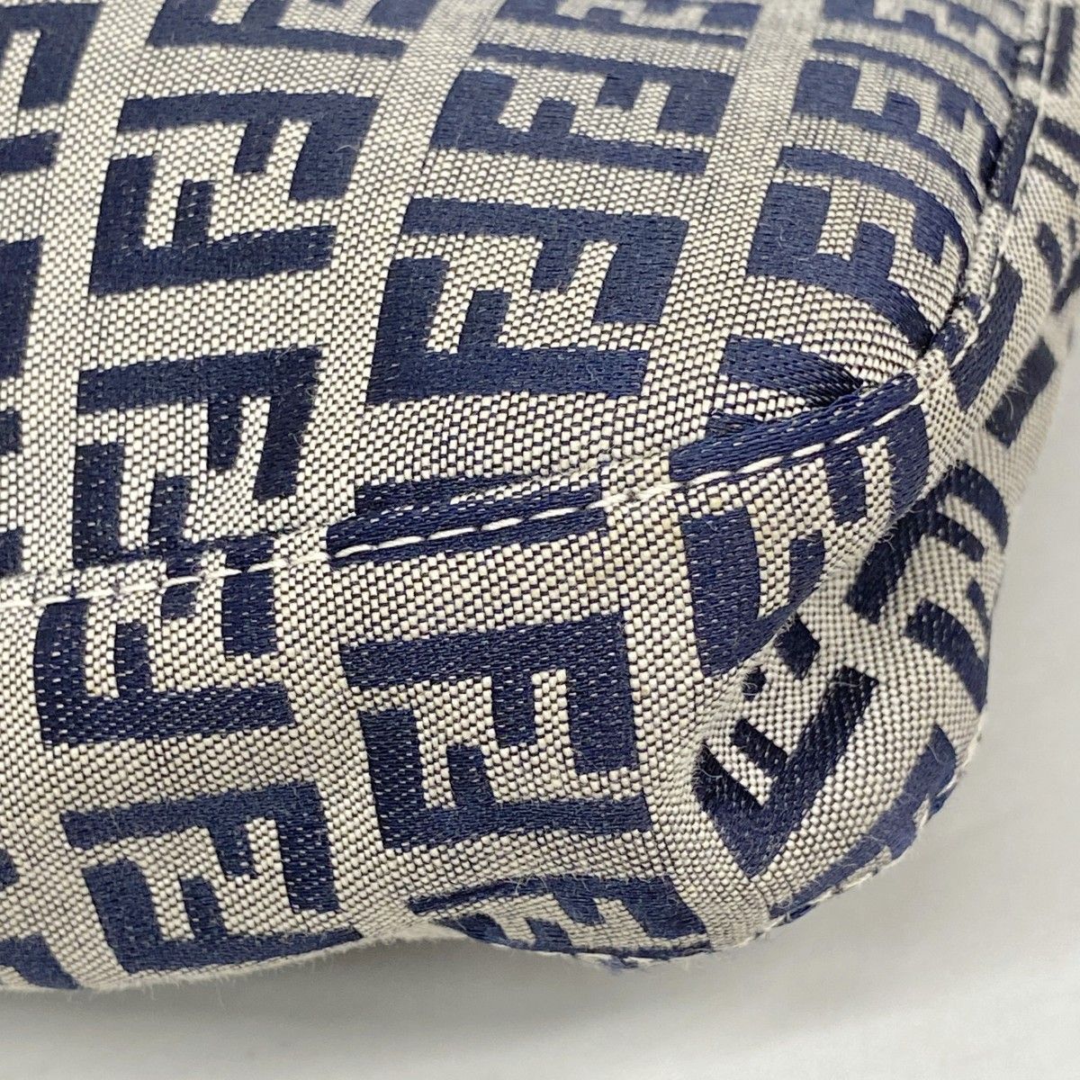 Fendi Shoulder Bag Zucchino Nylon Canvas Navy Silver — view 6