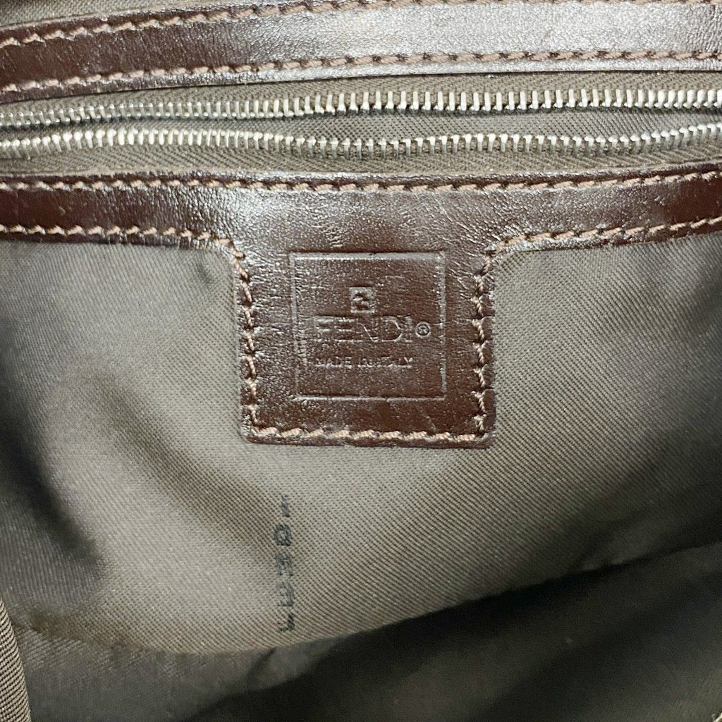 Fendi Handbag Zucca Nylon Canvas Brown Silver — view 5