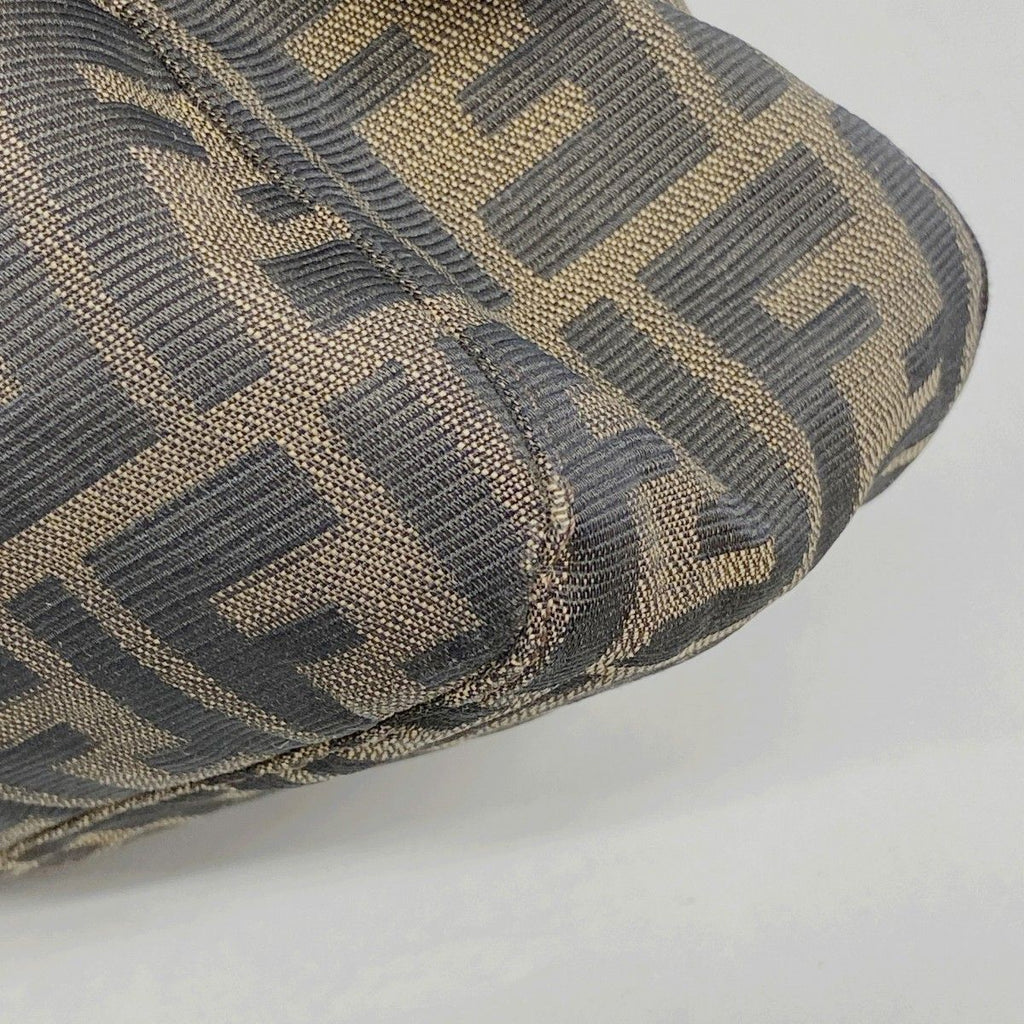 Fendi Handbag Zucca Nylon Canvas Brown Silver — view 6