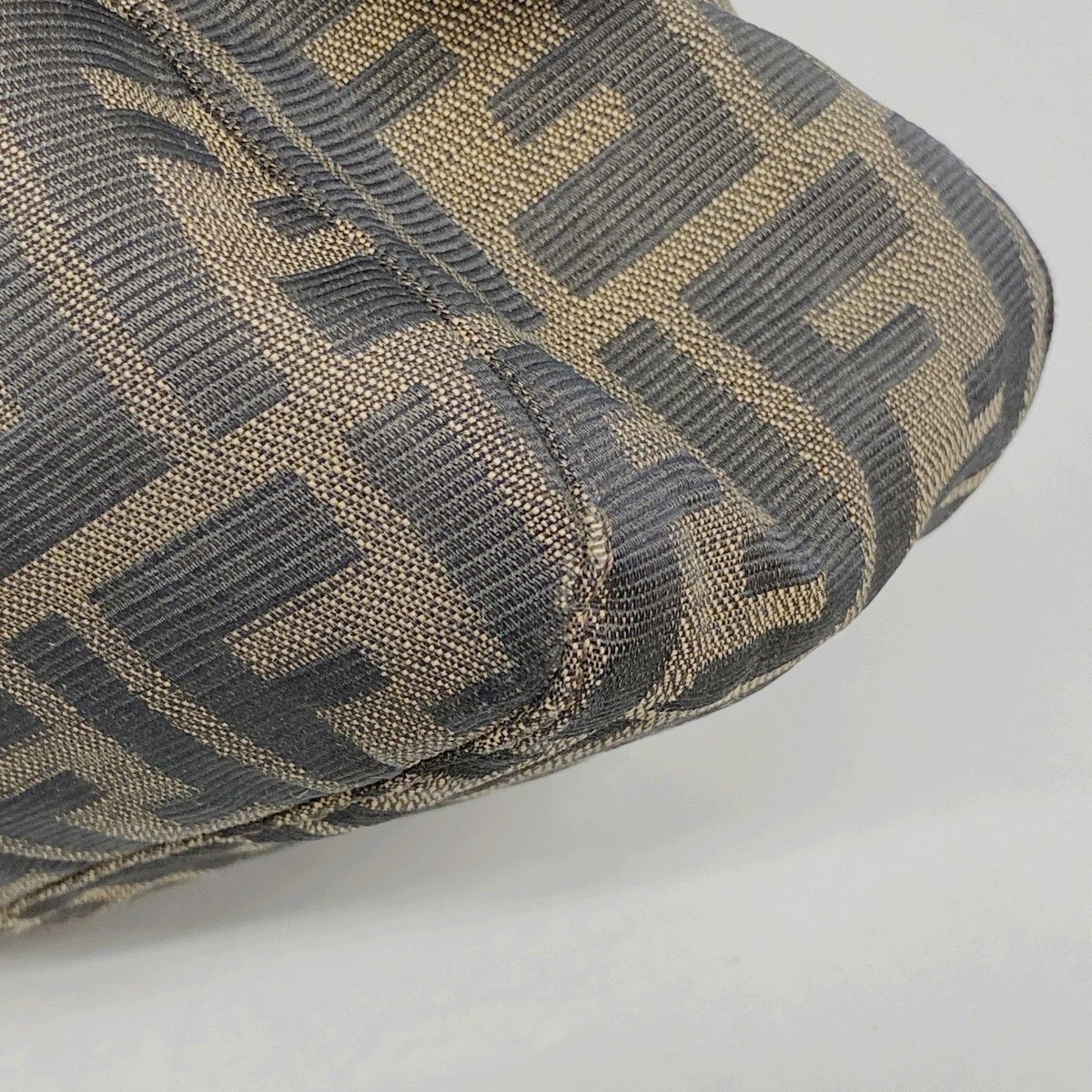 Fendi Handbag Zucca Nylon Canvas Brown Silver — view 6