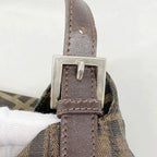 Fendi Handbag Zucca Nylon Canvas Brown Silver — view 9