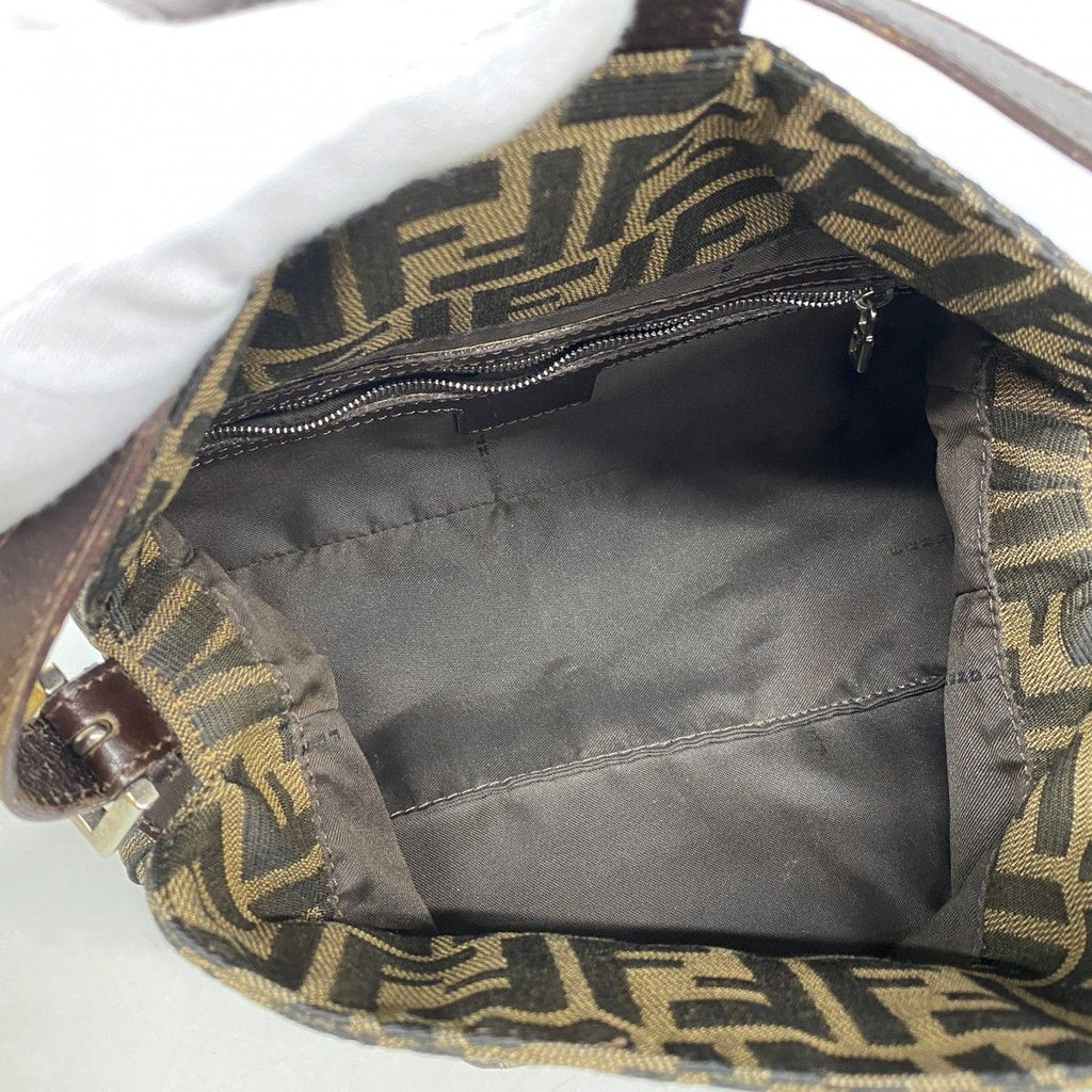 Fendi Handbag Zucca Nylon Canvas Brown Silver — view 4