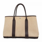 Hermes Tote Garden Party PM Toile Ash Brown Silver