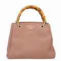 Gucci Handbag Bamboo Leather Pink Champagne Gold