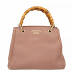 Gucci Handbag Bamboo Leather Pink Champagne Gold