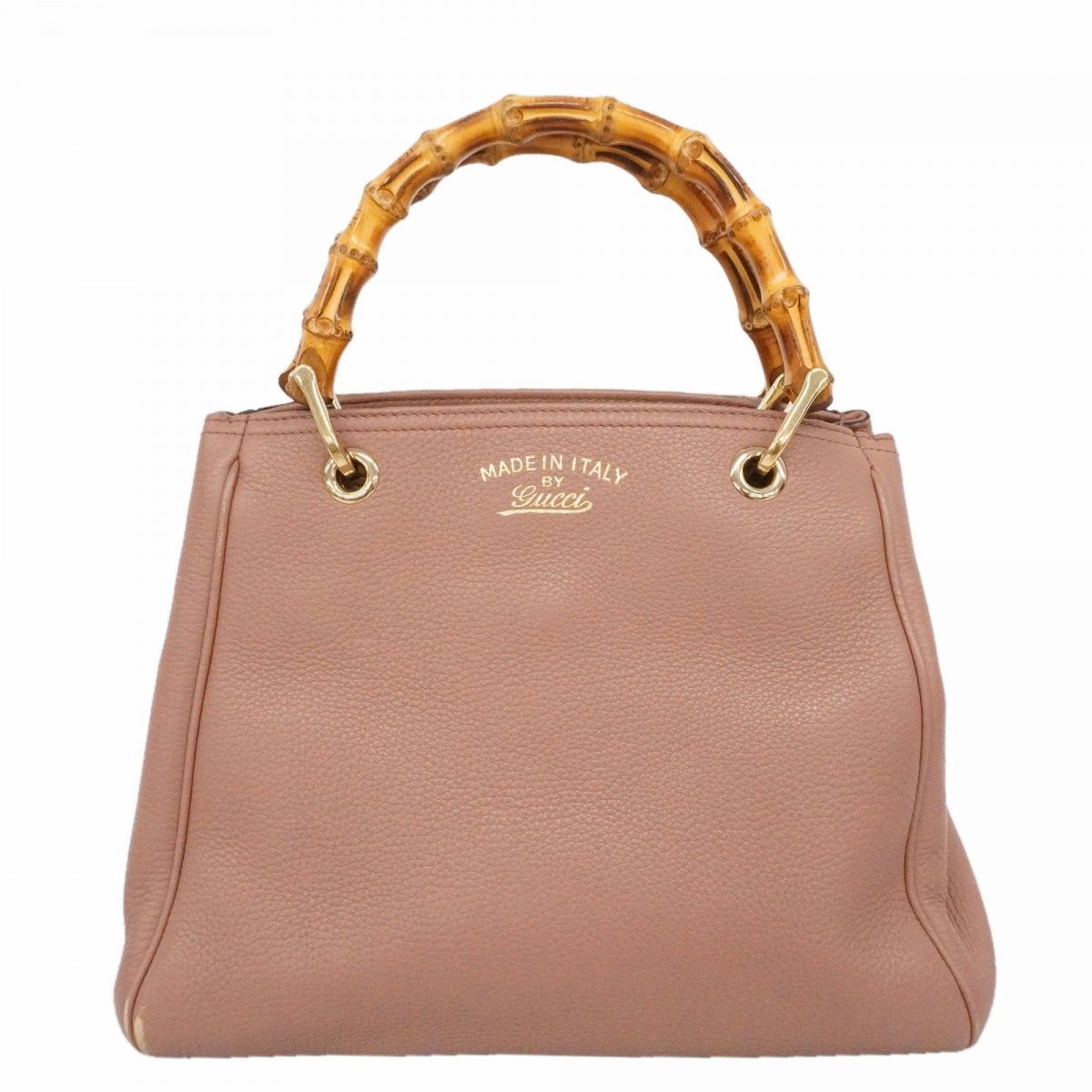 Gucci Handbag Bamboo Leather Pink Champagne Gold